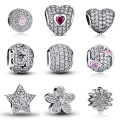 925 Sterling Silver European Charms com AAA CZ